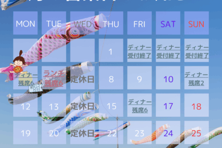 【5/1～5/11 御予約状況につきまして】